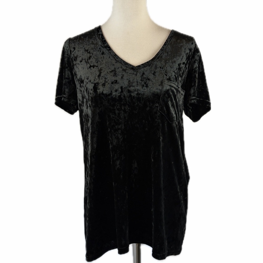Spring + Mercer Black Crushed Velvet Legging Tunic Tee Size M Whimsigoth 90s